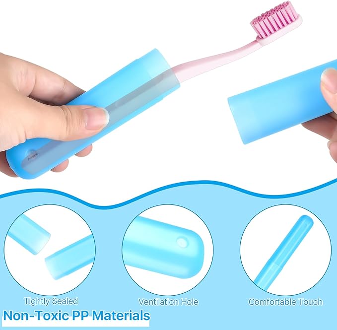 70 Pieces Travel Toothbrush Case, 7 Colors Portable Toothbrush Storage Holder Bulk Plastic Dust Proof Toothbrush Cover Protector Holder for Outdoor Trip Home Camping School