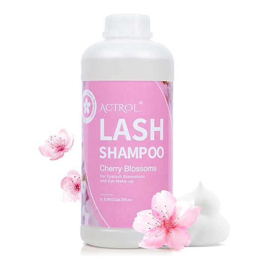 Eyelash Extension Cleanser Cherry Blossom 1L Natural Lash Extension Shampoo Professional Eyelid Foaming Cleanser Paraben & Sulfate Free Non-lrritating with Salon and Home Care