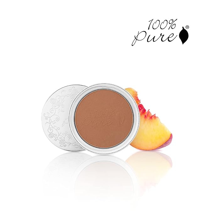 100% PURE Powder Foundation Matte Finish Face Makeup - Oil Absorbing Pressed Poreless Concealer - Vegan Fruit Pigmented Cocoa Color (Deep Shade w/Neutral Undertones) - 0.32 Oz