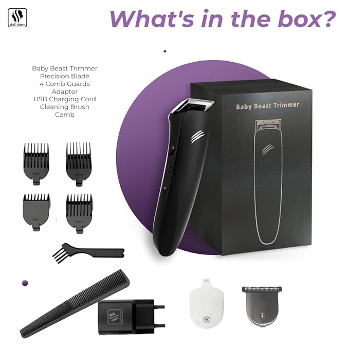 Skull Shaver Pitbull Silver PRO: Electric Head Shaver for Men with Baby Beast Trimmer: Ultimate Cordless Hair & Beard Grooming Kit, Precision Blades Bundle Best Gifting Combo