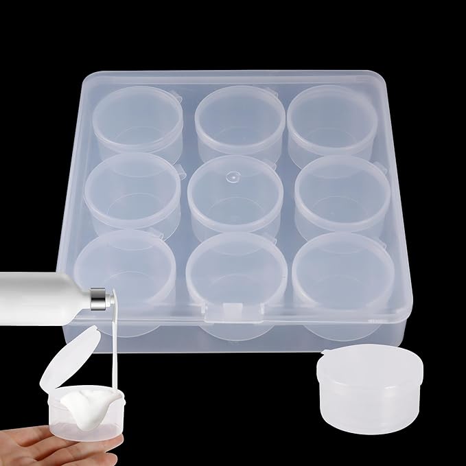 9pcs plastic cosmetic jar 35g/35ml clear case with snap lids portable,Travel Storage Cosmetic Samples Beauty Products Mini Containers with Lids, Airtight Cosmetic Containers with Lids