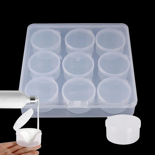 9pcs plastic cosmetic jar 35g/35ml clear case with snap lids portable,Travel Storage Cosmetic Samples Beauty Products Mini Containers with Lids, Airtight Cosmetic Containers with Lids