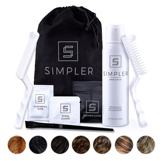 Simpler Hair Color Ginger Mustache and Beard Upgraded Brush Kit with 3 Brushes Included for Precision Application - Gentle, Natural Looking Ammonia Free Beard and Hair Dye for Men