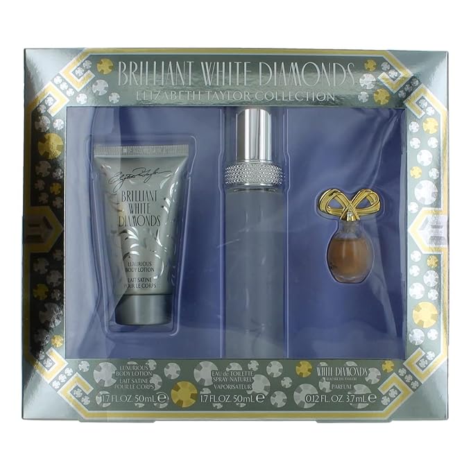 Elizabeth Taylor Brilliant White Diamonds Ladies Gift Set With Spray, Body Lotion & Perfume