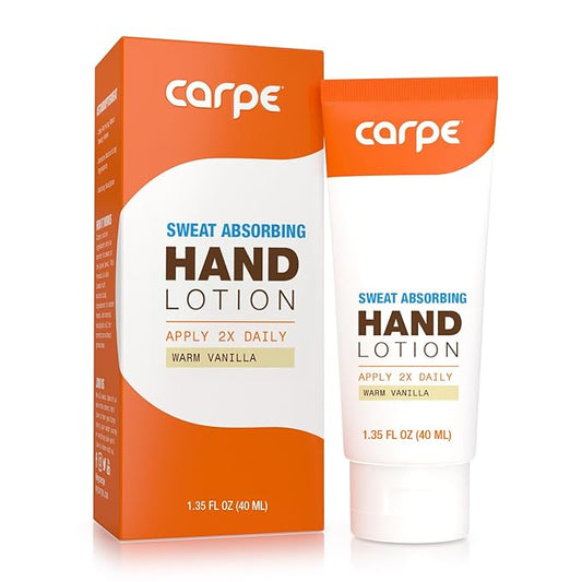 Carpe Sweat Absorbing Hand Lotion, A dermatologist-recommended, smooth lotion that helps stop hand sweat, Great for hyperhidrosis (Warm Vanilla)