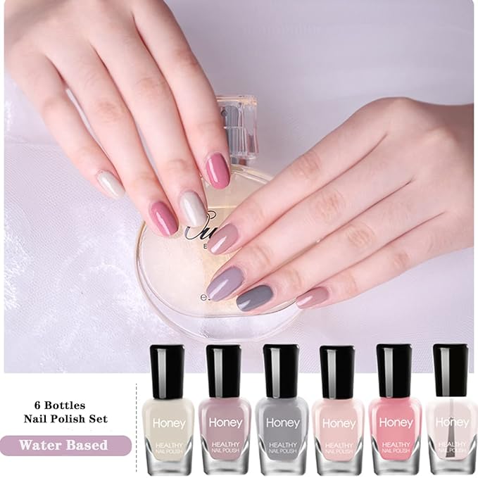 Non Toxic Nail Polish Set, Easy Peel Off and Fast Dry NailPolish Set for Pack, Eco Friendly & Organic Water Based Nail Polish for Women,Teens