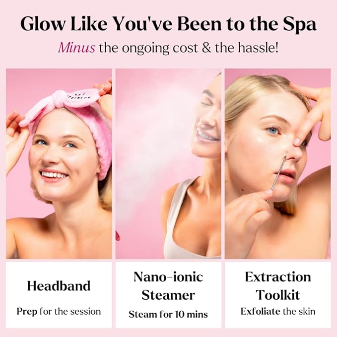 Facial Steamer Spa Kit with Complimentary 6 Skin Care Tools | Face Steamer for Facial Deep Cleaning with Towel Warmer & Humidifier Mode| Self Care Spa Gifts for Women, Mothers Day Gifts for Mom