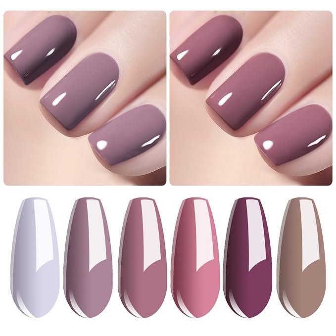 Vishine Gel Nail Polish Starter Kit with 48W SUNOne UV LED Nail Lamp Speed Dryer Manicure Tools 6 Pretty Colors Gel Polish Base and Top Coat #03