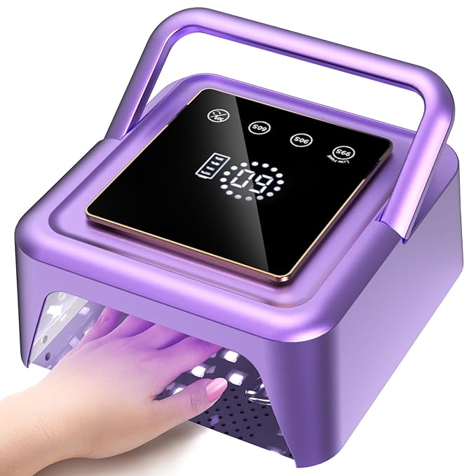 108W UV Gel Nail Lamp, Rechargeable UV Nail Light with Auto Sensor for Gel Polish, Portable Nail Dryer Built-in 4 Timer Mode and Touch Display for Home & Salon Use
