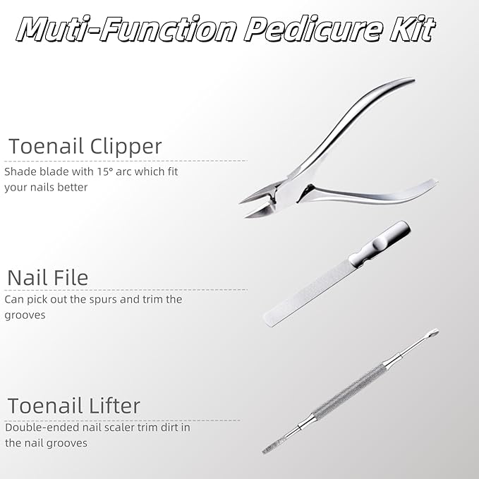 Ingrown Toenail Removal Kit Pedicure Set, 7 PCS Pedicure Knife Set Kit Foot Care Stainless Steel Nail Cleaner Pedicure Tools,Professional Foot Repair Kit for Dead Skin