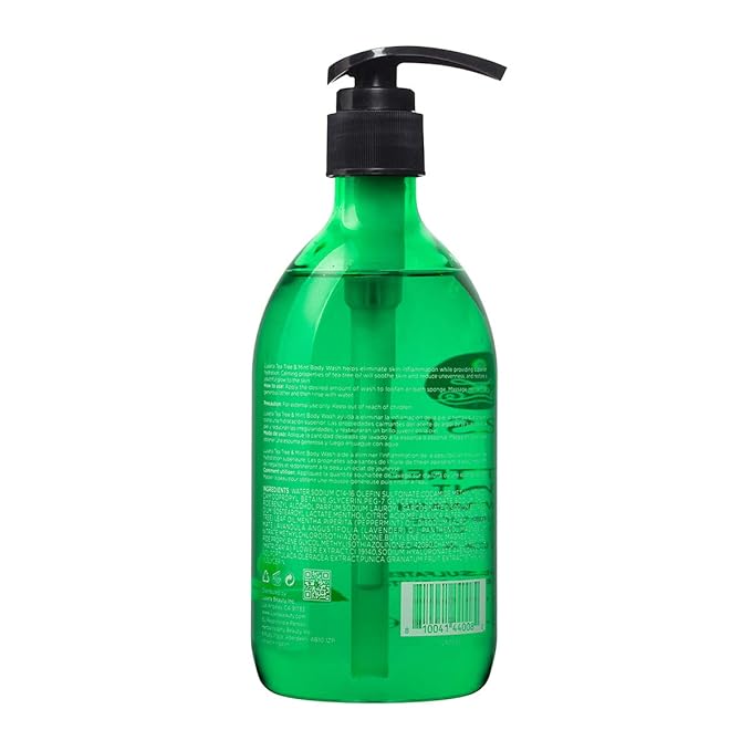 Luseta Tea Tree Oil Body Wash with Mint, Sulfate free, Helps Body Odor, Athlete's Foot, Jock Itch, Ringworm, Yeast Infections, Skin Irritations, Shower Gel for Women/Men 16.9oz