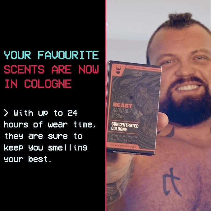 The Beast Line Cologne for Men by Beard Struggle - 6x Longer Than Traditional Colognes - Ragnarok Rising Eddie Hall Beast Line - Signature Edition - Mens Cologne, 15 mL Glass Roller Bottle