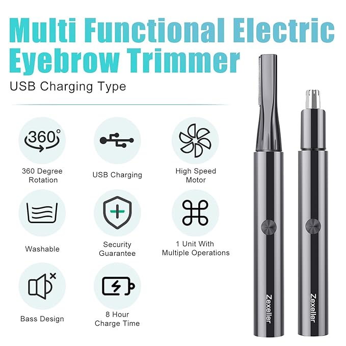 Nose & Eyebrow Trimmer,Eyebrow Trimmer Kit, Eyebrow Grooming Set,Eyebrow Grooming Scissors, Electric Eyebrow Razor, 9 in 1 Eyebrow Scissors, Tweezer, Eyebrow Razor, Shaping Scissors & Brush