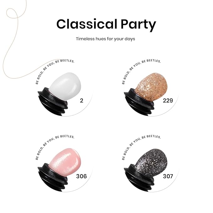 Beetles Poly Nail Gel Kit White Gold Glitter Nude Pink Poly Nail Extension Gel with Poly Brush Nail File Dual Forms Tyro Nail Salon All-in-One Easy DIY at Home Decoration Nail Art Kit