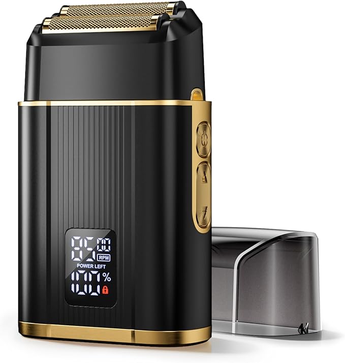 Foil Shavers for Men, High Speed Double Floating Blades Electric Razor, IPX6 Waterproof Dry/Wet, 2 Adjustable Speed Electric Shaver with LED Display, USB-C Deep Black