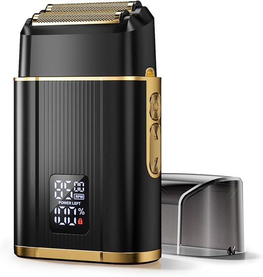 Foil Shavers for Men, High Speed Double Floating Blades Electric Razor, IPX6 Waterproof Dry/Wet, 2 Adjustable Speed Electric Shaver with LED Display, USB-C Deep Black