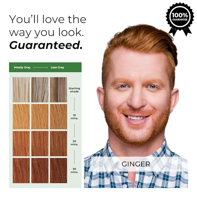 Simpler Hair Color Ginger Mustache and Beard Upgraded Brush Kit with 3 Brushes Included for Precision Application - Gentle, Natural Looking Ammonia Free Beard and Hair Dye for Men