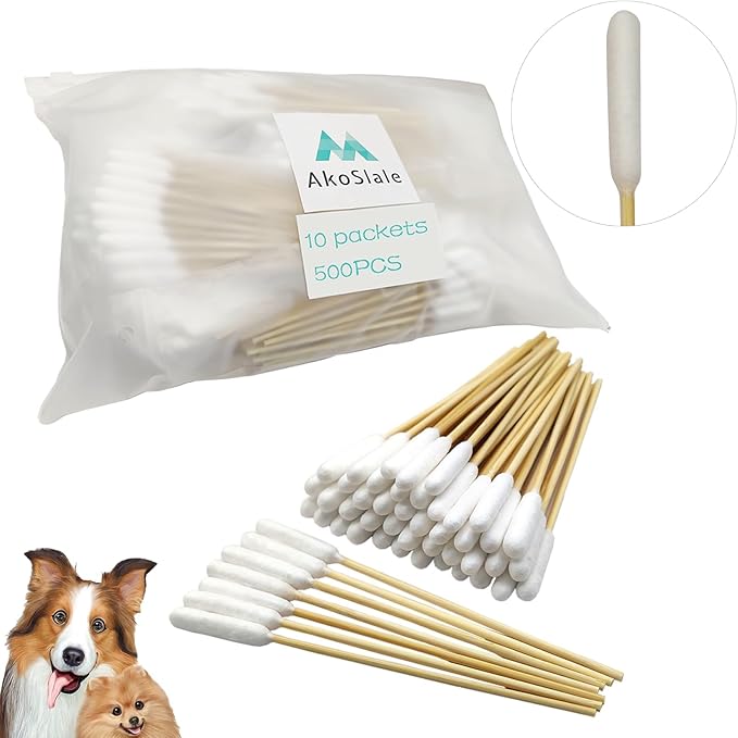 Long Q Tips for Dog Ear Cleaning, 500pcs, 4.7 Inch Cotton Swabs, Biodegradable Pet Ear Cleaner, Dog Ear Swabs, and Wound Care
