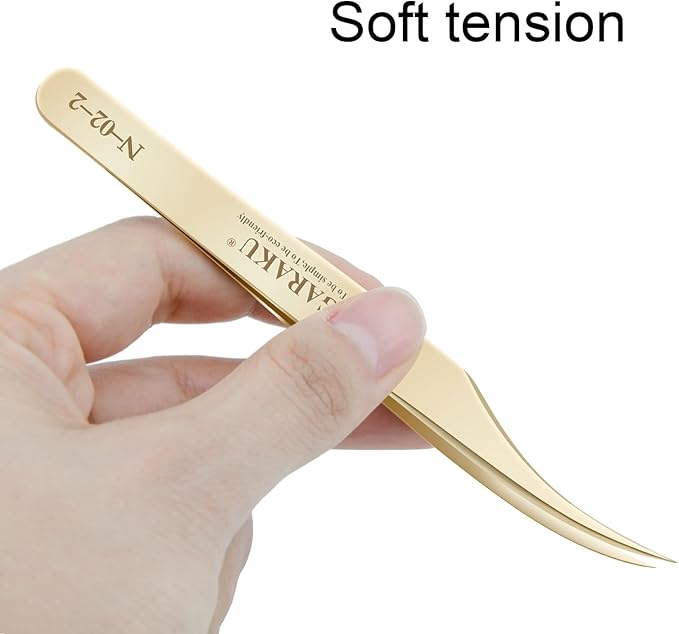 NAGARAKU Eyelash Extension Tweezers Gold Straight Isolation Professional Isolator Stainless Steel Precision (N-02-2)