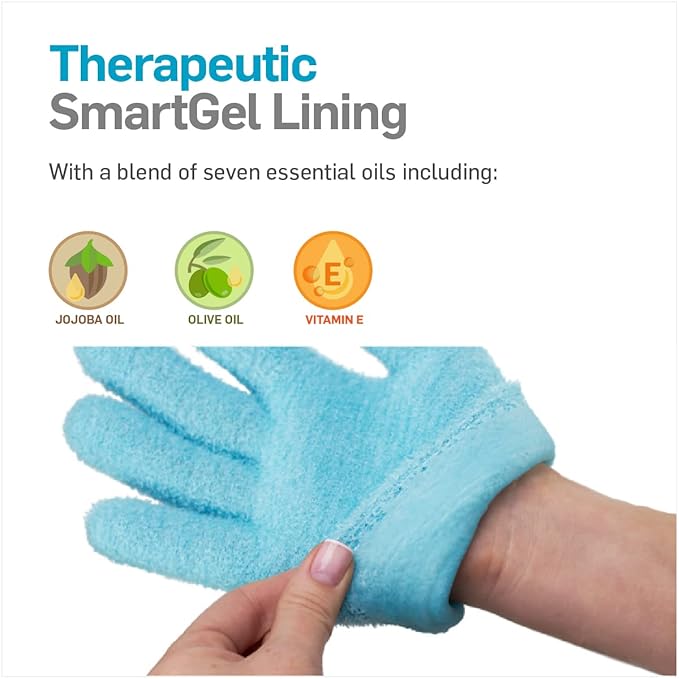 NatraCure Moisturizing Gel Gloves - (for Dry, Cracked Skin, Aging Hands, Cuticles, Eczema, After Hand Washing, Instead of Overnight Sleeping Gloves, Lotion, Cream) - Color: Aqua