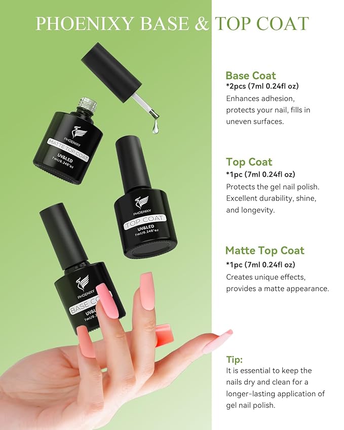 PHOENIXY 47 PCS Gel Nail Polish Kit with U V Light, Gel Nail Polish Set with Manicure Starter Kit, Base Top Coat DIY Nail Art Salon Home Gifts for Women