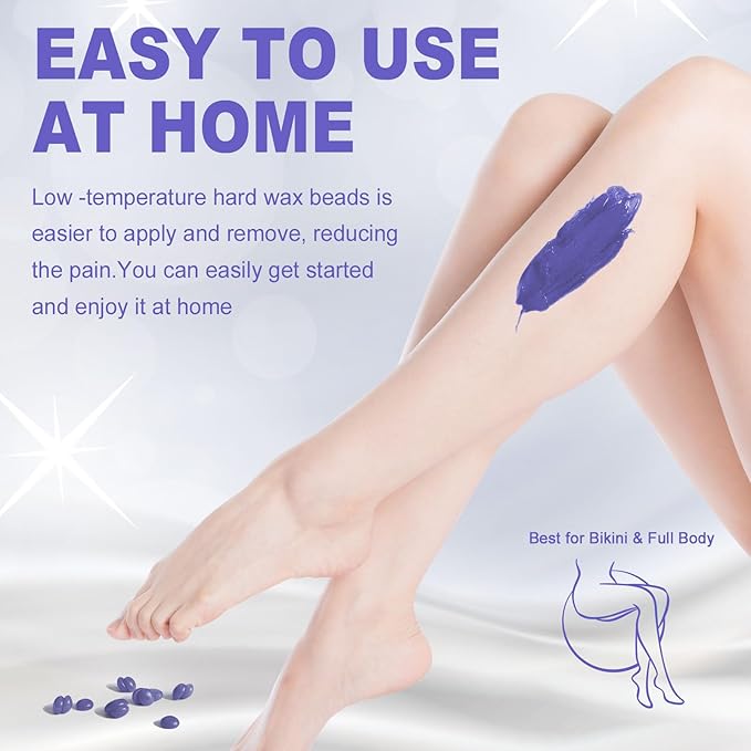 2lb Unscented Hard Wax Beads for Hair Removal, Wax Beans for Full Body, Brazilian, Bikini Waxing, Underarms, Arms, Chest, Back, Legs,Gentle Wax at Home Wax Refill for Women Men (Lavender purple-2lb)