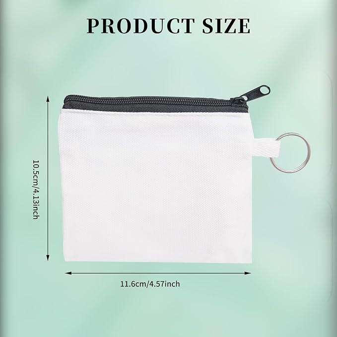 32 Pieces Sublimation Coin Purse Zipper Canvas Pencil Pouch Canvas Cosmetic Organizer Bag Pouch Portable Blank Cosmetic Pouch DIY Craft Bag for Organizing Women Travel Vacation Supplies(White)