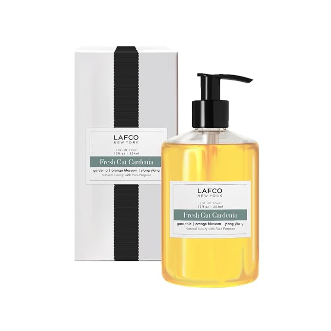LAFCO New York Liquid Soap, Fresh Cut Gardenia - 12 oz - Regenerates, Protects & Moisturizes - All Skin Types - Hypoallergenic, Synthetic Free & Cruelty Free - Made in Italy