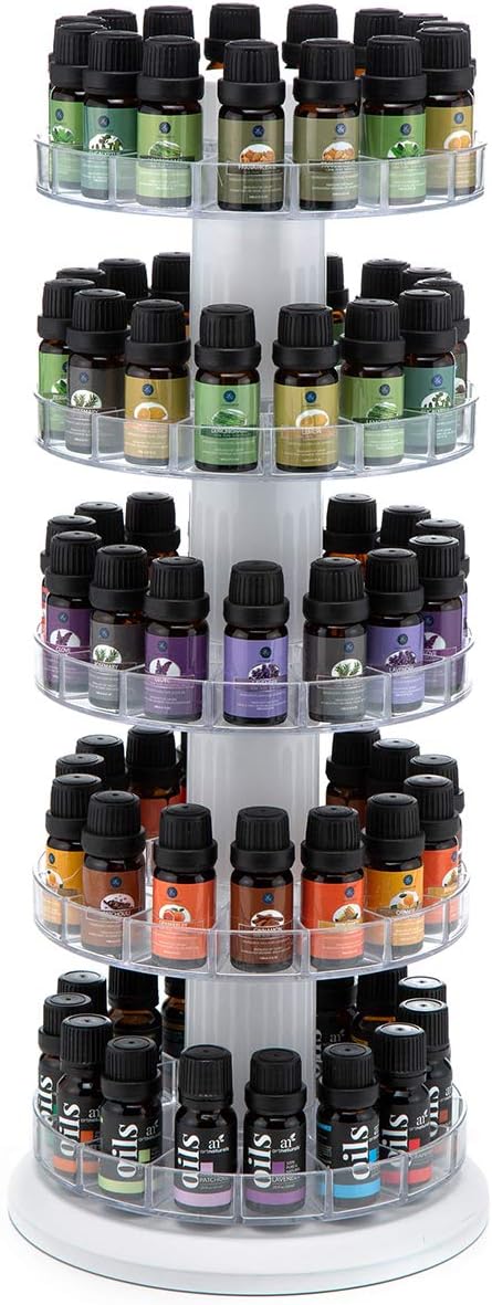 J JACKCUBE DESIGN Rotating Essential Oil Display Stand Spinning Rack for 75 Bottles(up to 120) Organizer 5 Tier Storage Holder -MK505A (5 Tier)