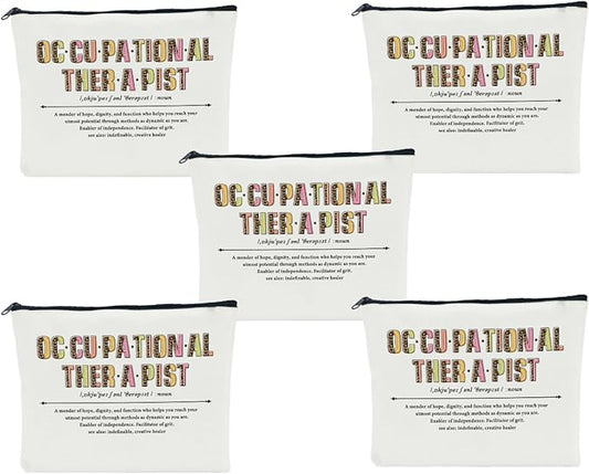 5 PCS Occupational Therapist Gifts Makeup Bag Occupational Therapy Gifts Therapist Gifts for Women Females Sister Nurse Coworker Graduation Retirement Christmas Cosmetic Bag Travel Toiletry Bag