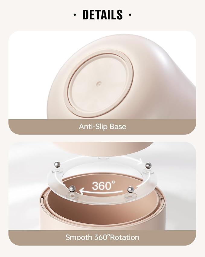 EACHY Makeup Brush Holder 360° Rotating with Dustproof Lid, Waterproof Material, 7 Compartments for Organized Storage, Stylish and Durable Design for Vanity or Bathroom (White)