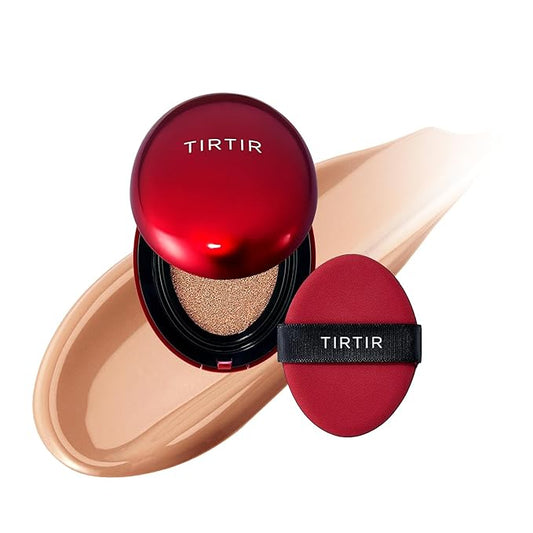 [*Mini Size*] TIRTIR Mask Fit Red Cushion Foundation | Full coverage, Weightless, Skin fit, Satin Glow Finish, Korean Makeup Cushion Foundation (#33C Hazel, 0.15 Fl Oz)