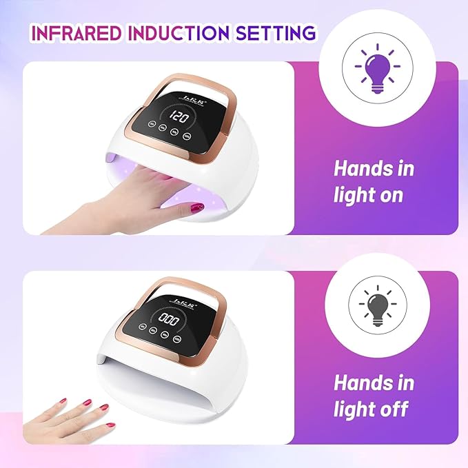 Wisdompark 268W UV LED Nail Lamp, Nail Dryer for Gel Polish, 4 Timers Curing Lamp Professional Nail Light, 66Pcs Uv Beads and Automatic Sensor