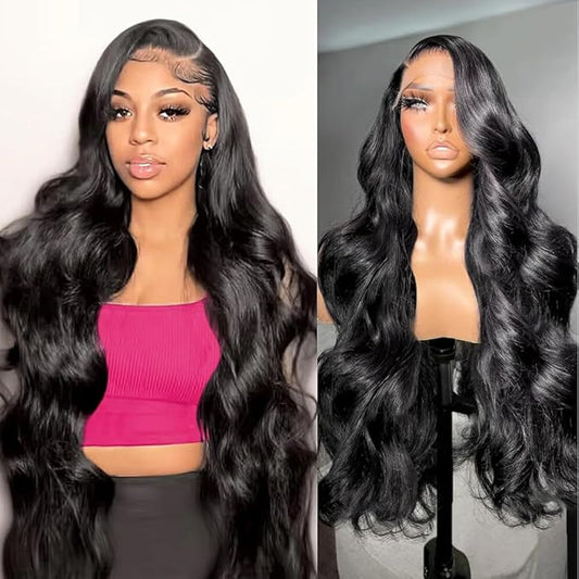 13x6 Lace Front Wigs Human Hair Pre Plucked 180 Density 28 Inch HD Body Wave Lace Front Wigs Human Hair Frontal Wigs Human Hair wigs for Women Glueless Wigs Human Hair Pre Plucked Black wig