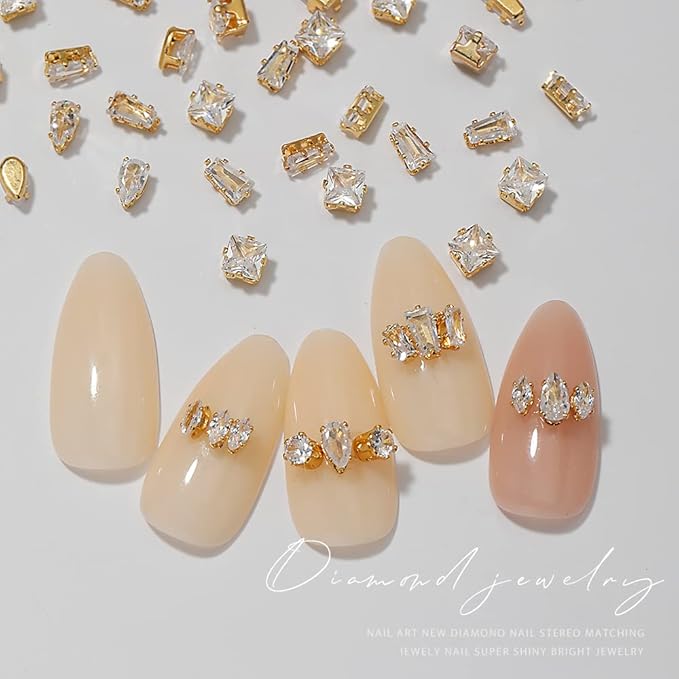 120Pcs Metal Nail Art Zircon Charms Gold Silver Sparkling Nail Charms Gems Rhinestones Glass Resin Jewelry Flatback Diamonds for Nail Art and Decoration DIY Manicure