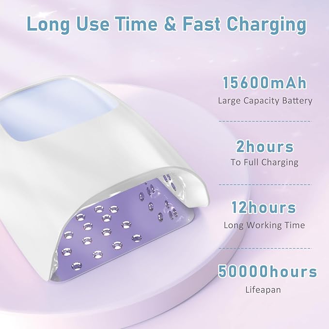 126W Cordless Rechargeable UV LED Nail Lamp,Professional UV Light for Gel Nails Gel Curing Lamp with 4 Timer Setting Auto Sensor, LED Nail Dryer for Fingernail and Toenail Home Salon