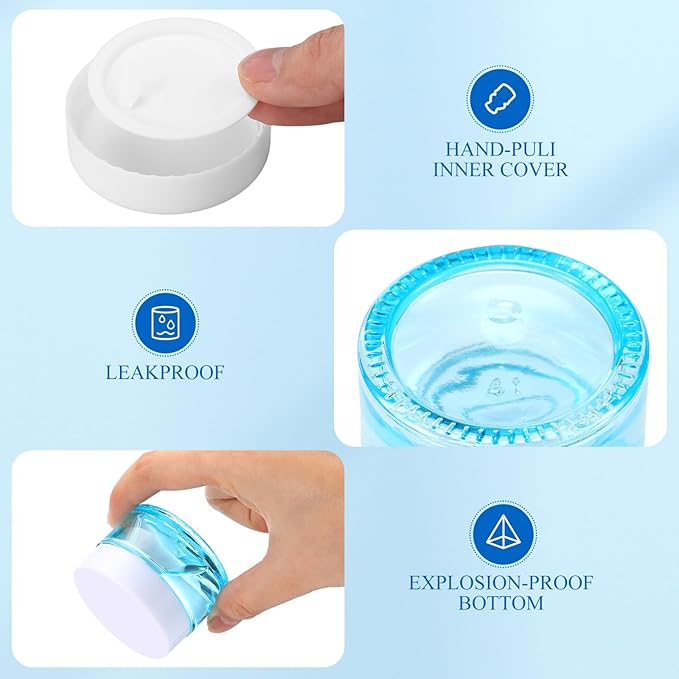 Domensi 60 Pcs 1oz Glass Jars with Lids Bulk Salve Tins Small Glass Candle Cosmetic Jars for Travel with Inner Liners Containers for Lotions Sample Cream(Light Blue, White Lids)