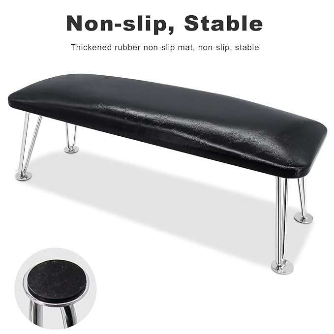 Big Arm Rest for Nails, Microfiber Leather Hand Rest for Nail Tech Salon Home Use Manicure Hand Rest Stand (Black)