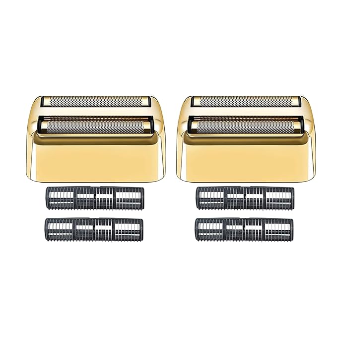 2 Pack Shaver Replacement Foil and Cutters compatible with BaBylissPRO Double FXFS2 Metal shaver foil replacement (Golden-2PCS)