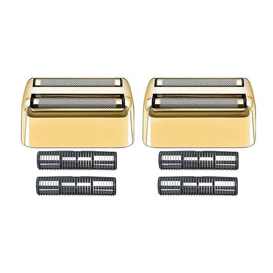 2 Pack Shaver Replacement Foil and Cutters compatible with BaBylissPRO Double FXFS2 Metal shaver foil replacement (Golden-2PCS)