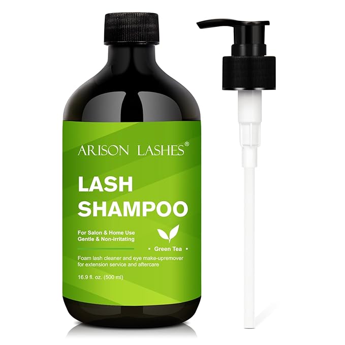 ARISON LASHES Lash Shampoo Eyelash Extension Cleanser, Lash Extension Shampoo, Professional Lash Shampoo for Lash Extensions Eyelid Foaming Cleanser for Salon and Home Use 500ML