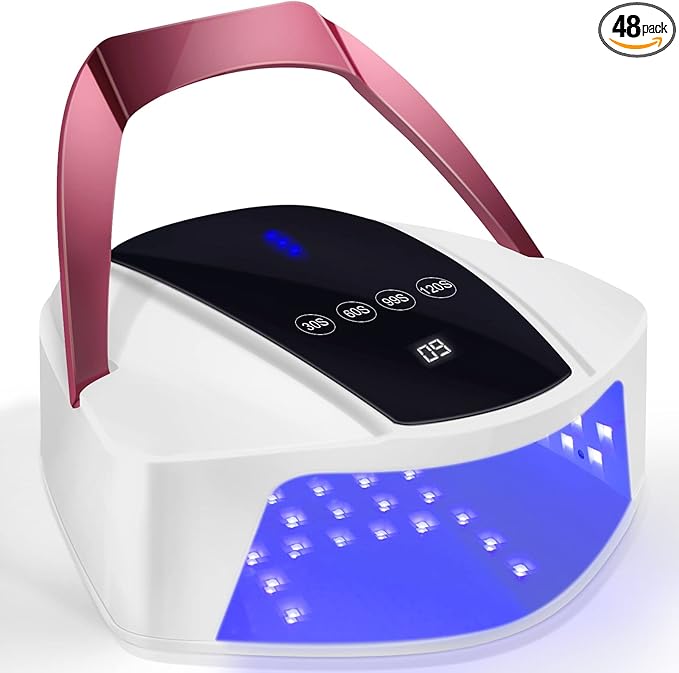 96W Rechargeable UV Light for Nails - Cordless LED Lamp With Portable Handle, Auto Infrared Sensor, 4 Timers - Professional Curing Tool for Gel Polish (White)