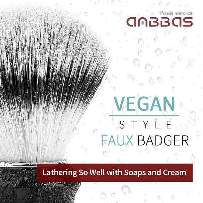 Anbbas Synthetic Badger Hair Shaving Brush,Stainless Steel Shaving Stand and Bowl,Goat Milk Shaving Soap 100g for Men Wet Shave Kit