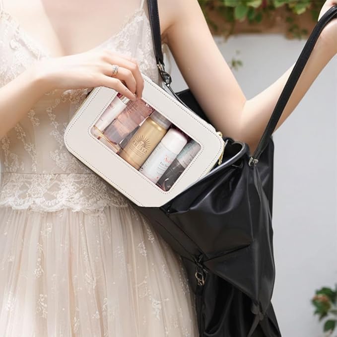 Clear Makeup Bag, Small Makeup Bag TSA Approved Toiletry Bag Cosmetic Travel Bag Cute Makeup Bag Organizer Makeup Case Pouch Car Essentials for Women Men