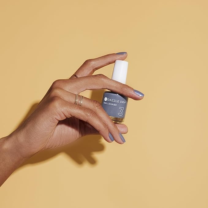 Dazzle Dry Nail Lacquer (Step 3) - Blue Moon - A muted slate blue gray with shimmer. Full coverage shimmer. (0.5 fl oz)