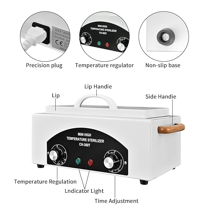 High Temperature Metal Tool Cleaning Box, 110V 300W 1.5L with Timer Manicure Pedicure SPA Salon Barber Equipment for Sundry Beauty Hair Nail Metal Tools with Handle
