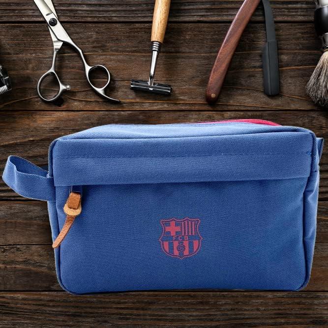 Icon Sports Fan Shop FC Barcelona World Soccer Club Team Logo Officially Licensed Toiletry Travel Bag (Navy, ONE SIZE)