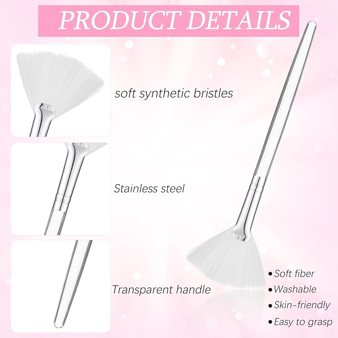 60 Pcs Fan Facial Brushes Fan Mask Soft Facial Applicator Brushes Acid Brush Cosmetic Makeup Blush Applicator Tools for Esthetician Eyeshadow Peel Mud Cream(White)