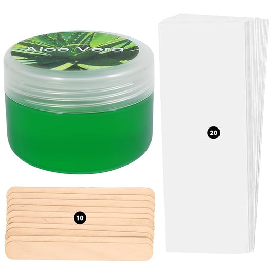 Sugar Wax Kit for Face Eyebrows Hair Removal: 150g/5.3oz Sugaring Paste with 20 Wax Strips & 10 Sticks