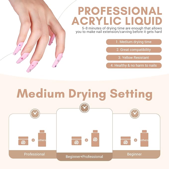 SAVILAND Acrylic Nail Kit with Drill: Starter Nails Kit Acrylic Set with Everything for Beginners Professional Nail Acrylic Kit with U V Light Acrylic Nail Kit for Beginners DIY Home Salon Women